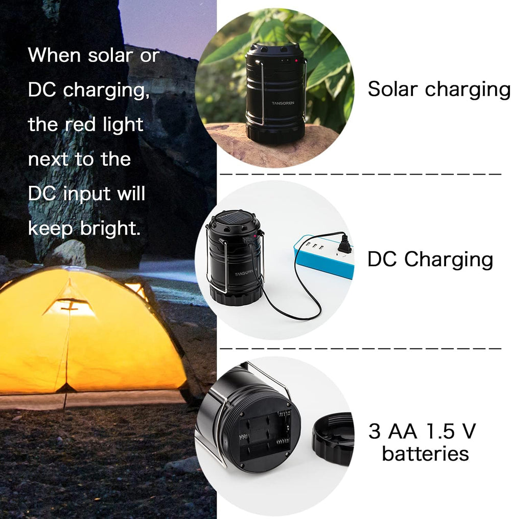 4 Pack Solar USB Rechargeable 3 AA Power Brightest COB LED Camping Lantern, W...