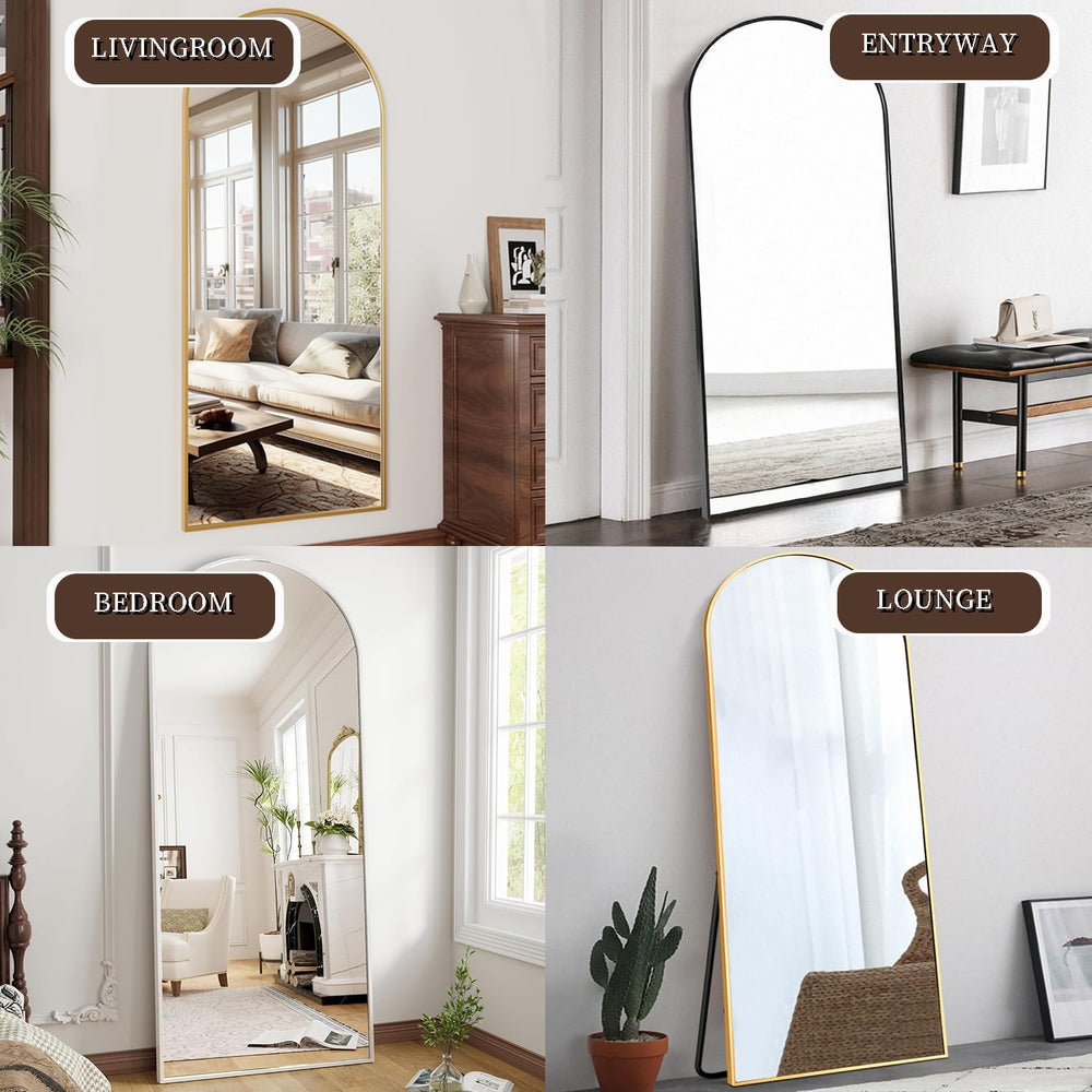 OGCAU 70"x26" Arched Full Length Mirror, Floor Full Body Mirror, Black