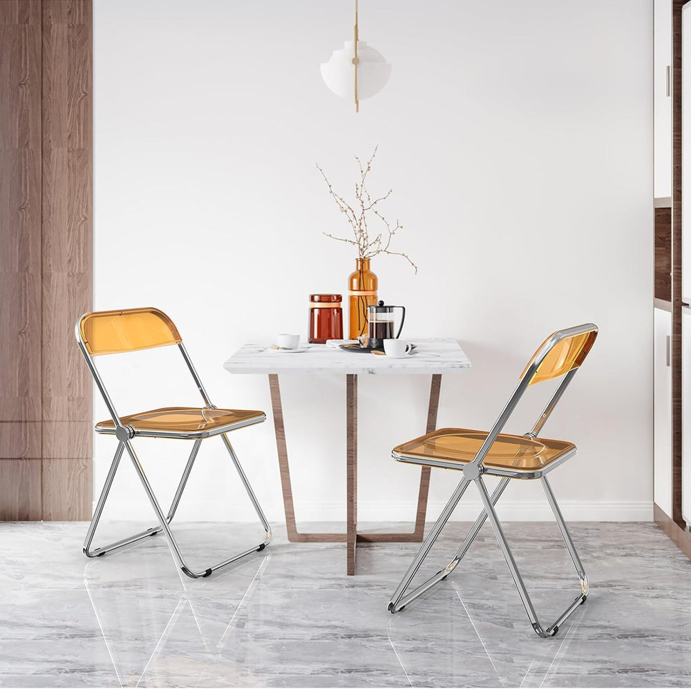 VINGLI Acrylic Folding Chairs 4 Pack, Clear Chair Foldable and Stackable, Pla...
