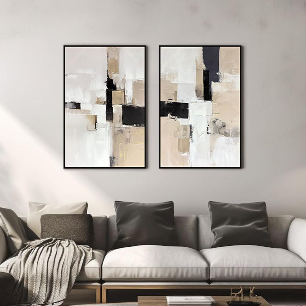 Zessonic Neutral Abstract Wall Art, Modern Textured Wall Decor, 24"x36&q...