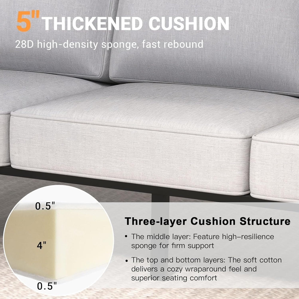 2 Pieces Aluminum Outdoor Armchair, Oversized Patio Couch, Modern Sofa All We...