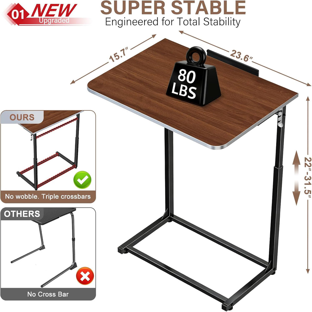 Extra Large Heavy Duty TV Tray Table, 23.6" Folding C-Shaped Laptop Desk...