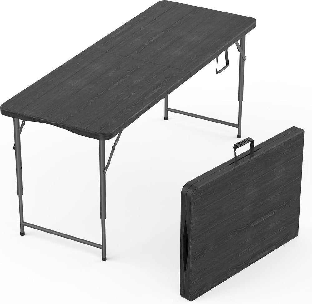 5.5 Feet ADJUSTABLE Foldable Table with Built in Handle & Steel Legs | 5....