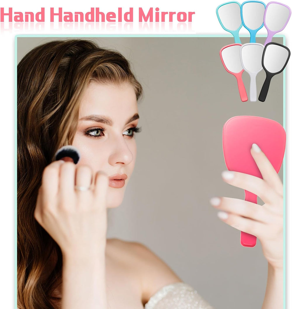 Vinsot 50 Pcs Handheld Mirror Bulk Small Hand Mirrors with Handle, 6 Colors