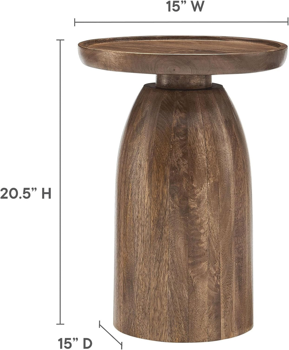 Modway Holloway Solid Mango Wood Side End Table in Walnut – Contemporary Wood...