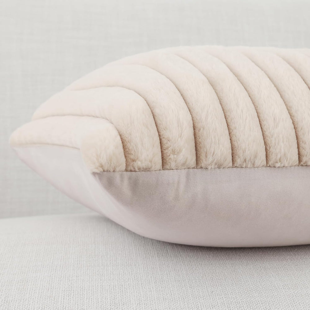Pallene Faux Fur Decorative Throw Pillow Covers 26x26 Set of 2, Apricot
