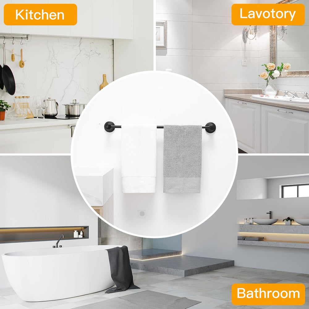 BESy Towel Racks for Bathroom Wall Mounted Bath Towel Bar Matte Black