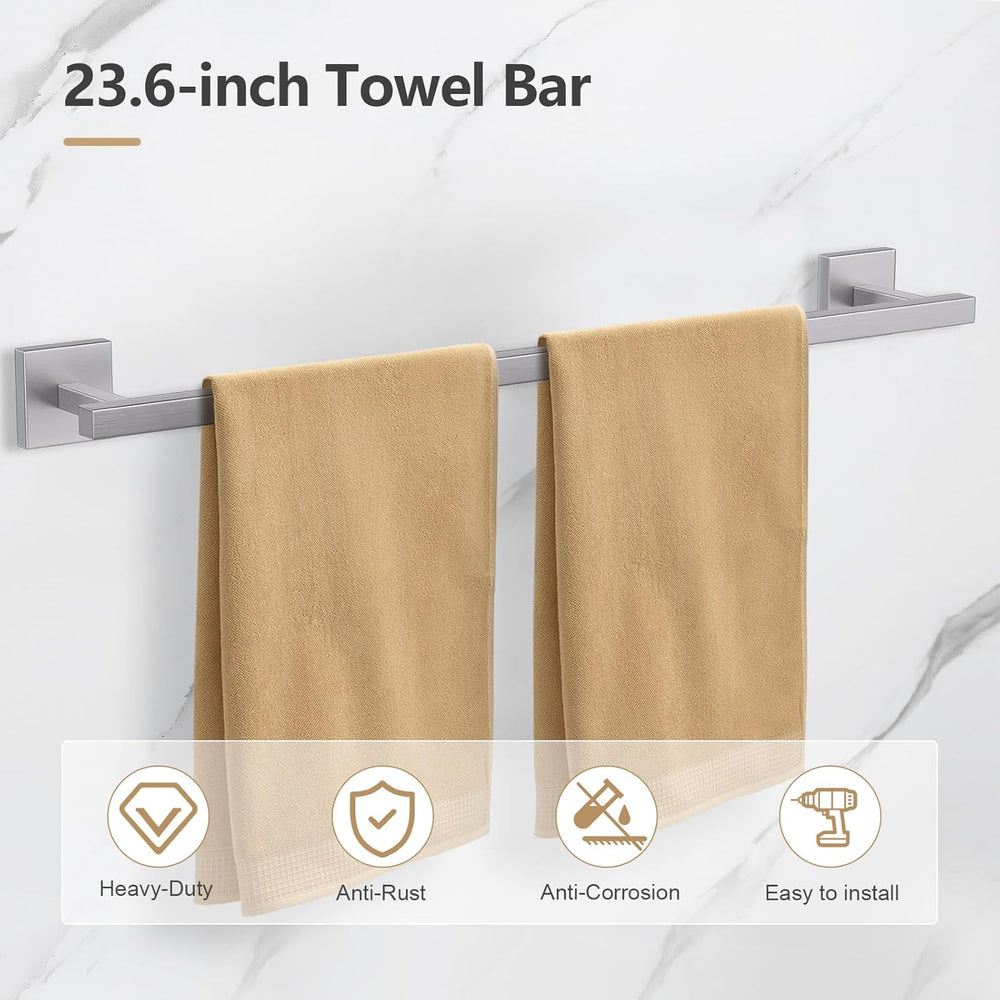TQKAG 5-Pieces Brushed Nickel Bathroom Hardware Accessories Set 23.6" SU...