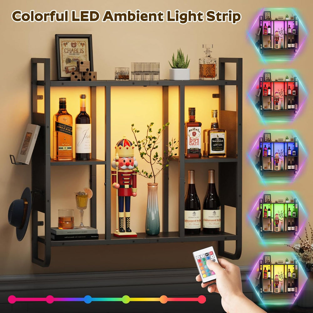MAHANCRIS Gaming Floating Shelf with LED Lights, Wall Display Shelf