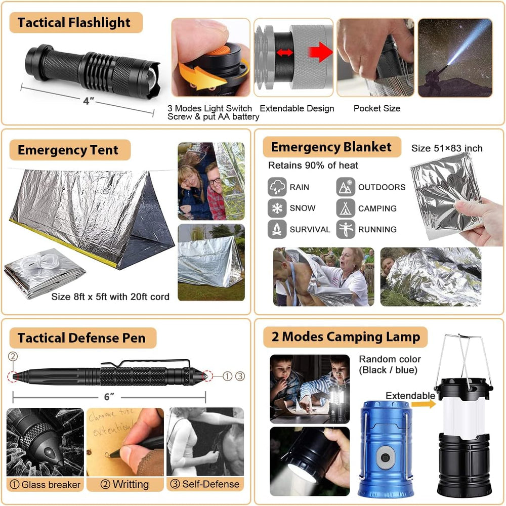 Survival Kit, 250Pcs Survival Gear First Aid Kit with Molle System Compatible...