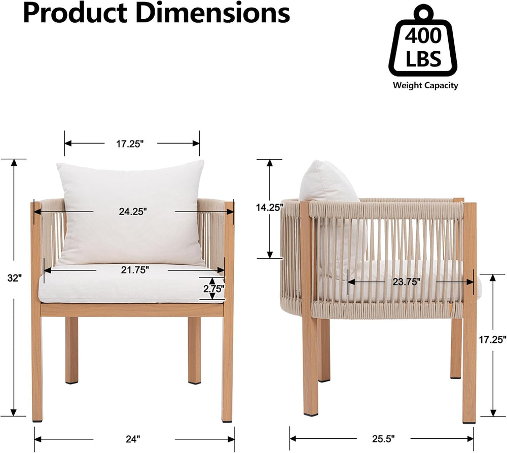 Outdoor Dining Chairs Set of 4, Wicker Patio Dining Chairs with Cushions, Met...