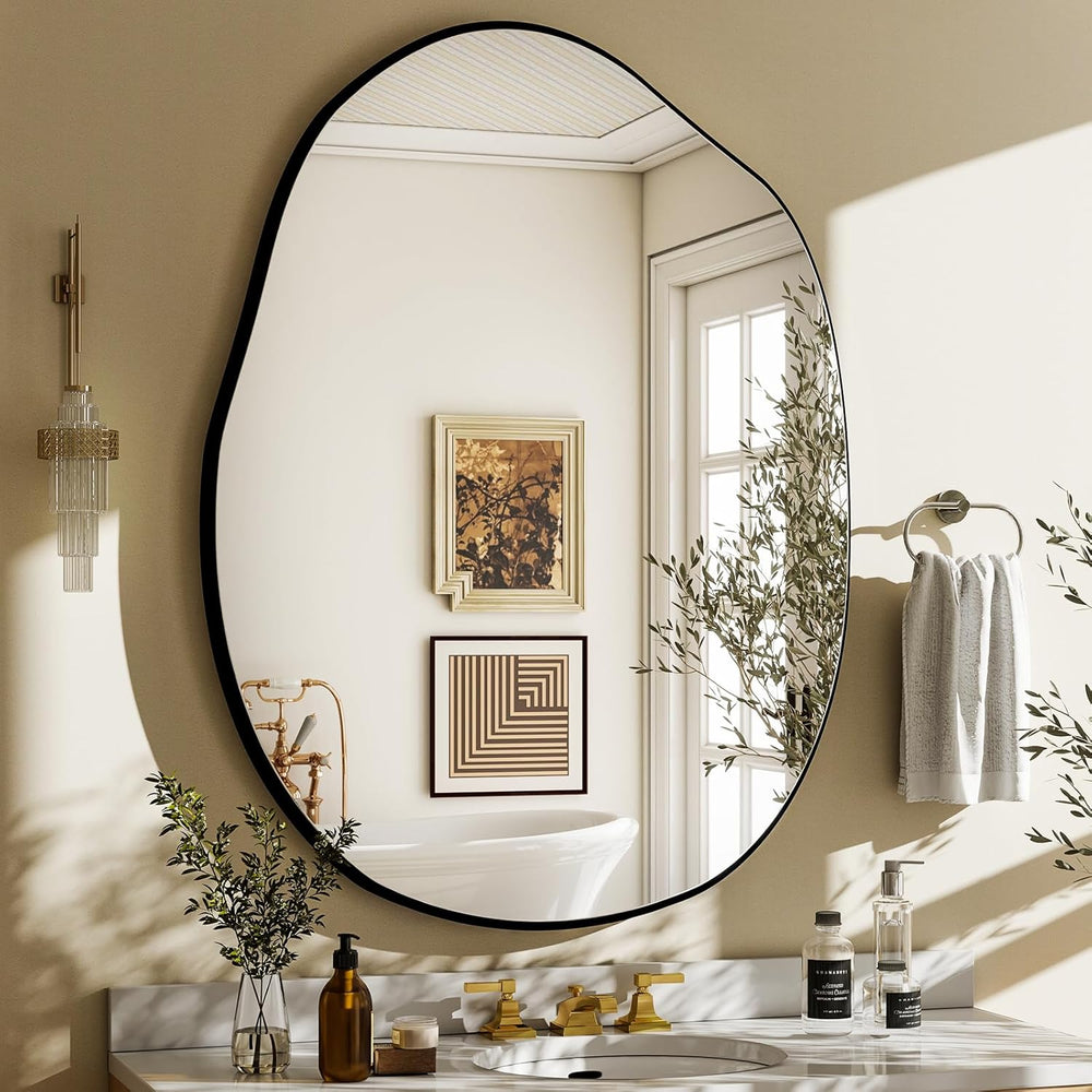 HARRITPURE 22"x32" Irregular Wall Mirror, Bathroom Mirror for Over ...