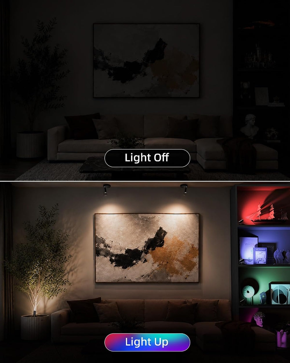 EZVALO RGB Indoor Spotlights, LED Accent Lights, Wall Decor Uplights.