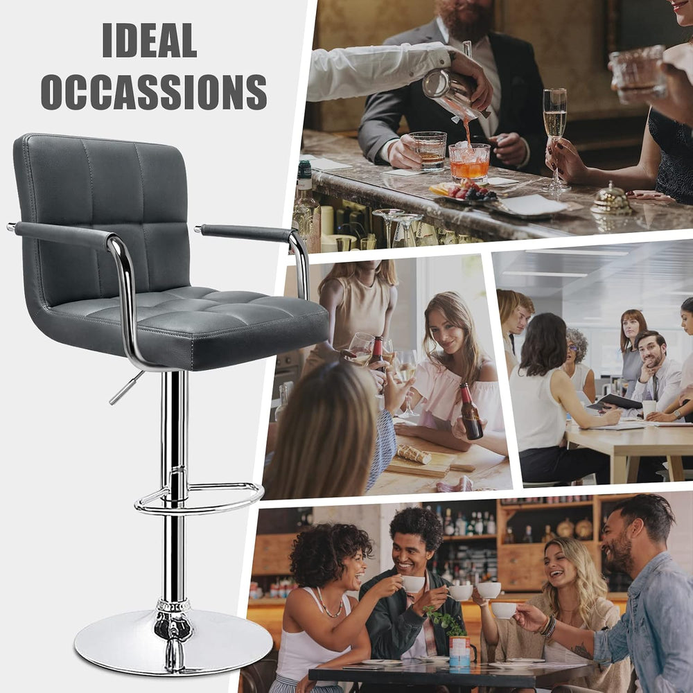Huracan PU Leather Bar Stools Set of 2, 360° Swiveling Height Adjustable Bars...