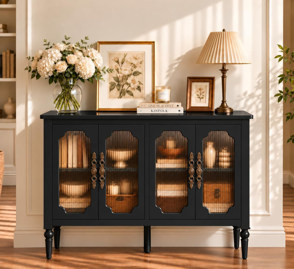 48" Sideboard Buffet Cabinet with Storage, Sideboard Cabinet,Black