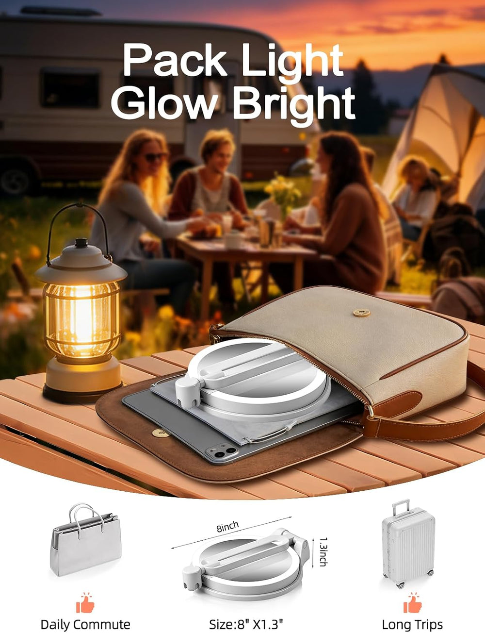 40X/1X Makeup Magnifying Mirror with Lights, 6inch Double-Sided LED Mirror