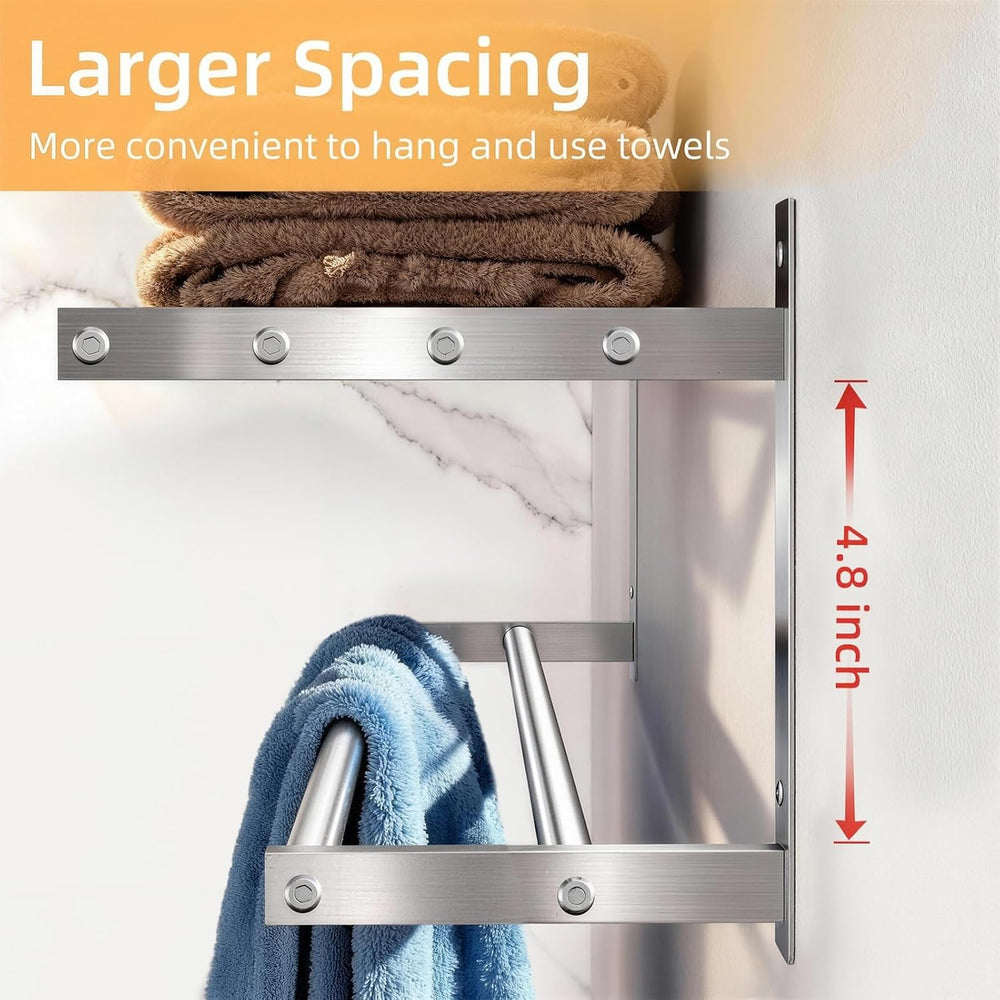 Taaji Towel Racks for Bathroom 24 inch, 2 Tier with Towel Bars, Brushed