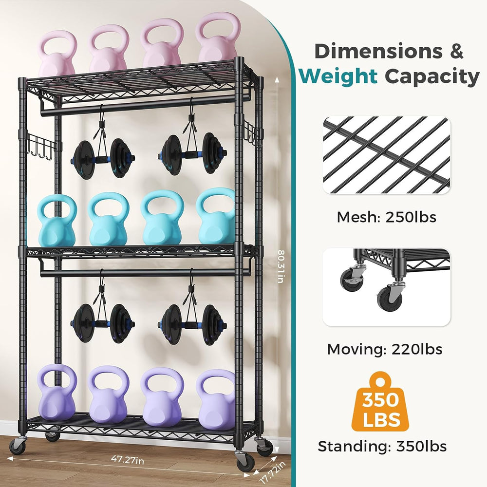 OLIXIS Rolling Clothes Rack, Heavy Duty Garment Rack, 35 IN, Metal Black