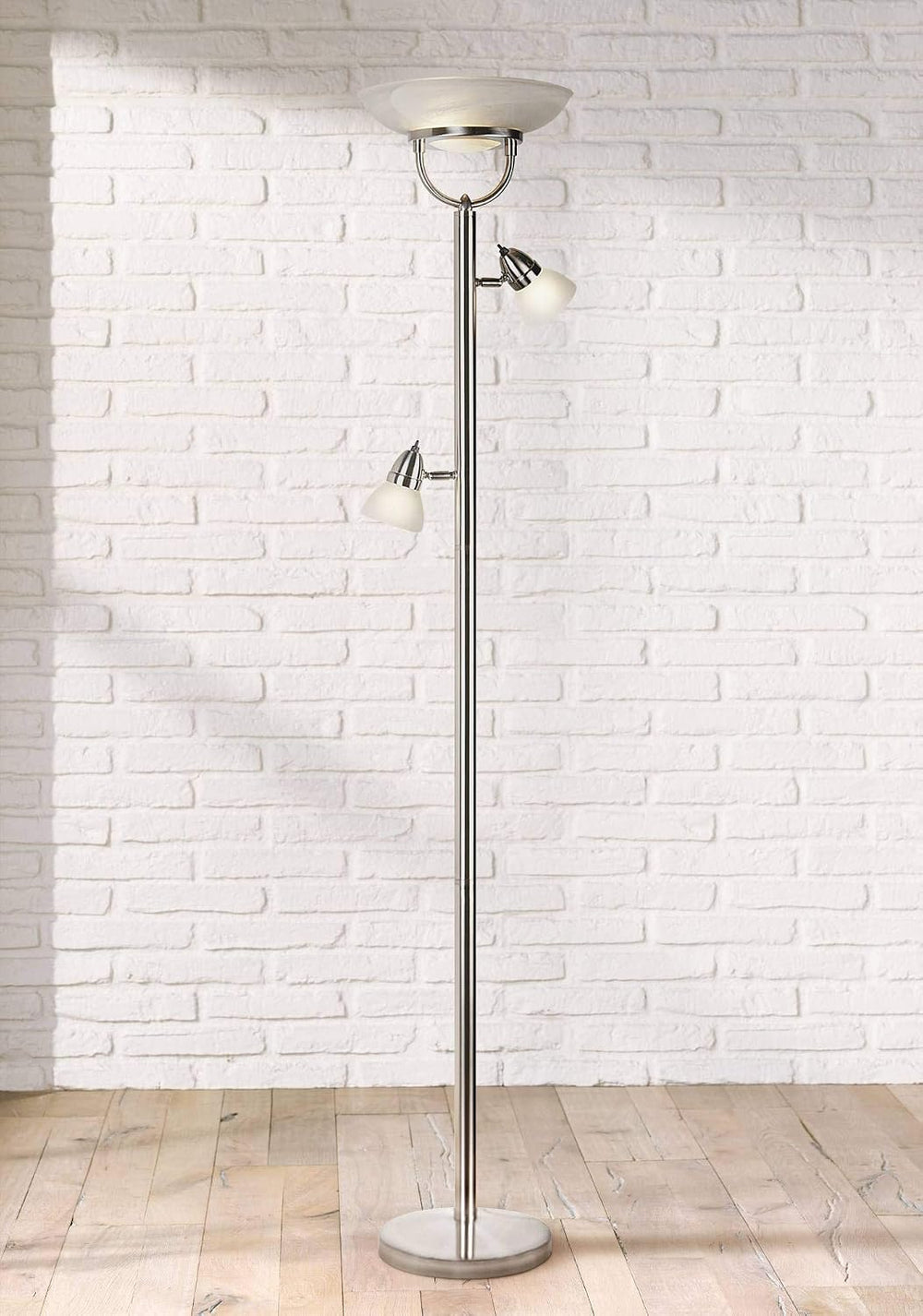 Lang 70" Tall 3-in-1 Brushed Nickel Torchiere Floor Lamp