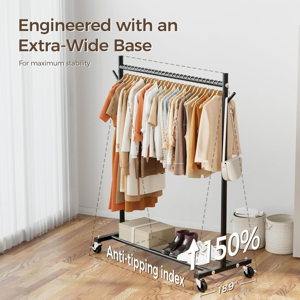 Clothes Rack, Clothing Rack for Hanging Clothes Load 280LBS, Rolling Garment ...