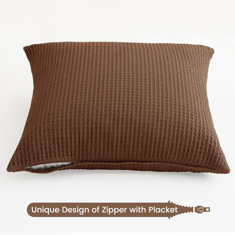 PHF 100% Cotton Waffle Weave Throw Pillow Cover, 24" x 24", No Fill...