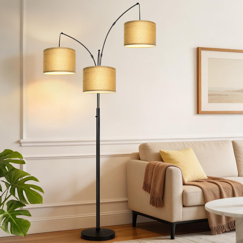 Nintiue Dimmable Floor Lamp, 3 Lights, Gold Arc, Champagne