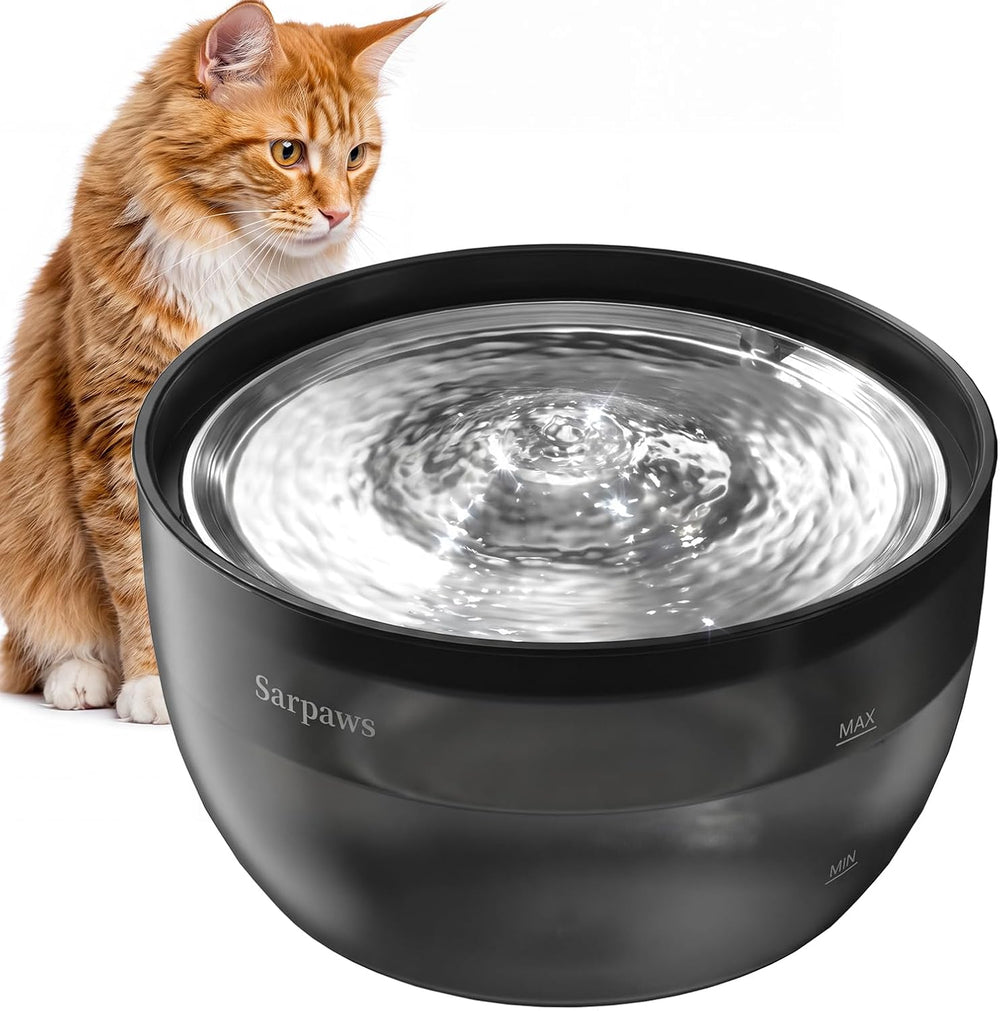 SARPAWS Cat Water Fountain Stainless Steel, 101oz/3L Automatic Pet Water Disp...