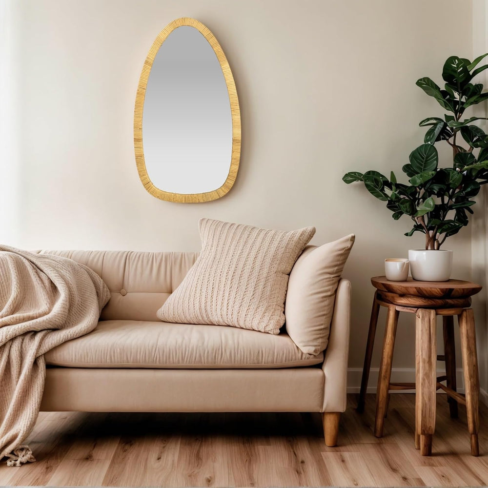 Rattan Boho Mirror, 31.5" x 18"