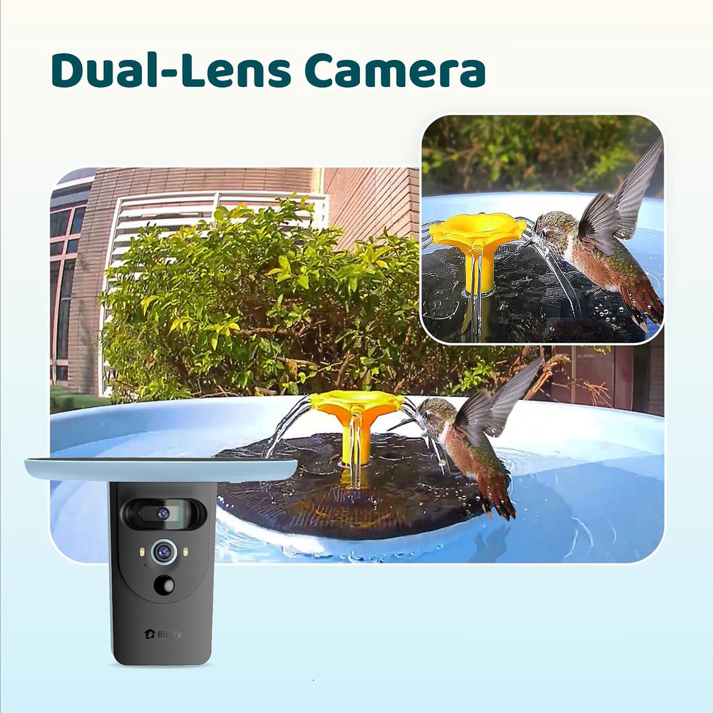 Birdfy Smart Bird Bath with Camera, Solar Powered, Dual-Lens 2K AI Camera