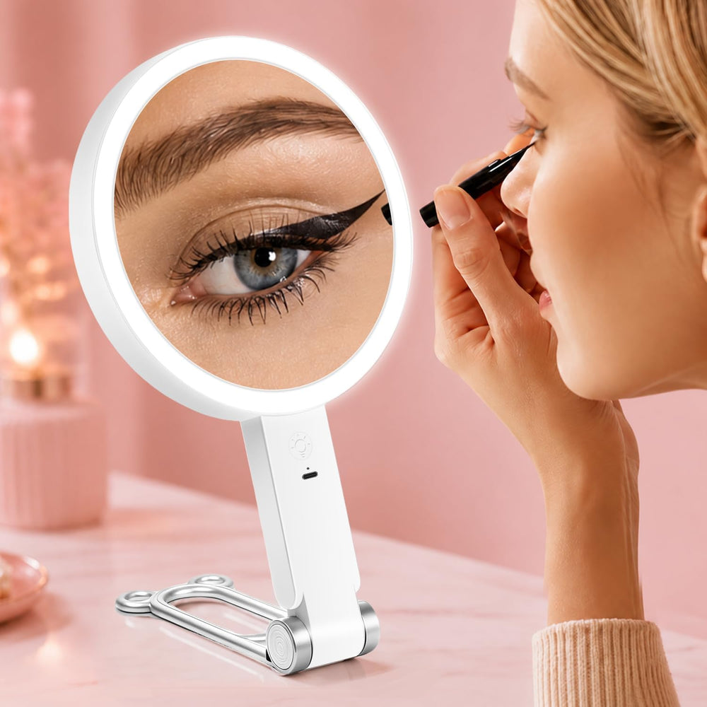 Buqikma Travel Lighted Makeup Mirror 1X/10X Magnifying Mirror with Lights