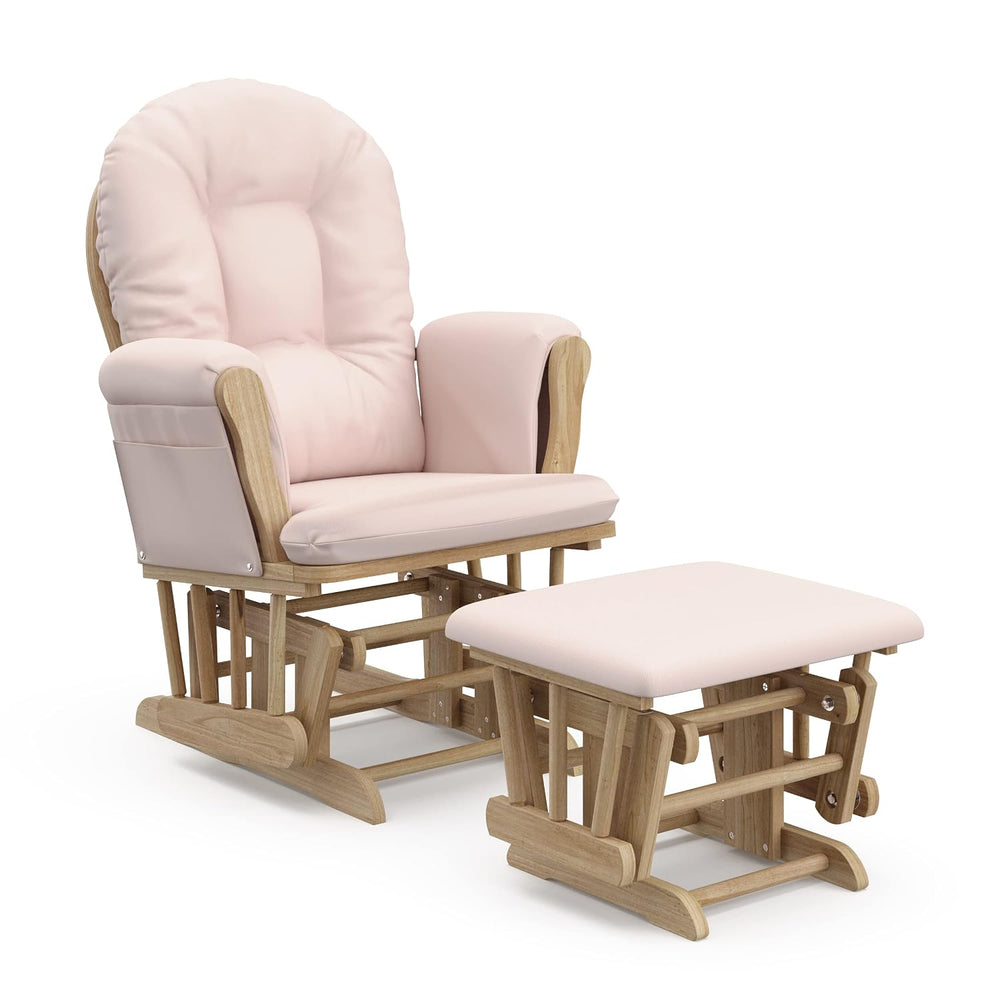 Storkcraft Premium Hoop Glider & Ottoman, Natural/Pink