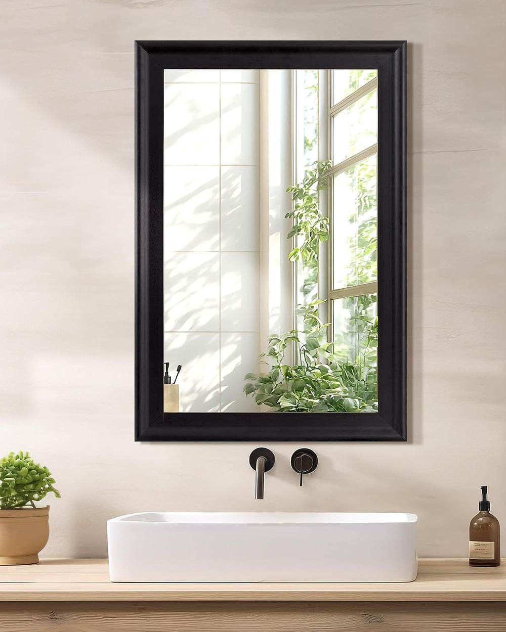 Black Wall Mirror for Bathroom,Rectangle Rustic 24 x 36 inch Vanity Mirrors