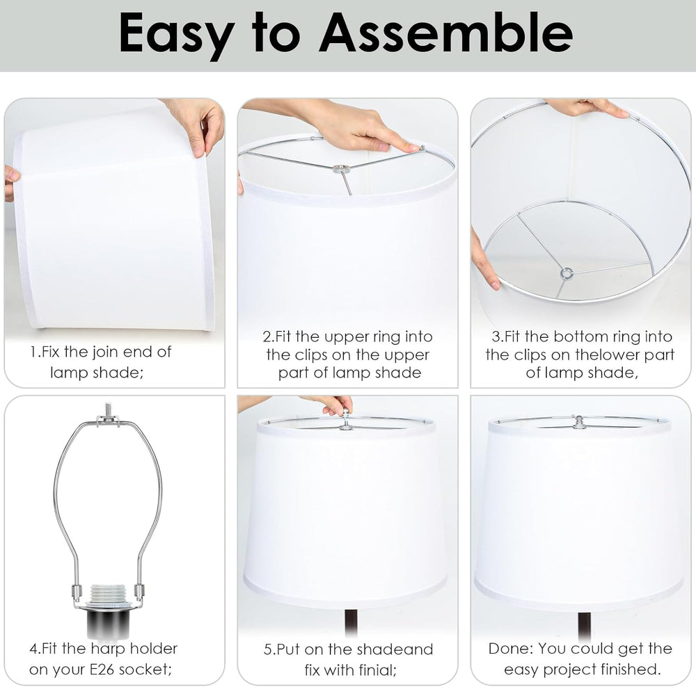 Lamp Shades Set of 2, Drum Lampshades 11"T x 13"B x 10"H