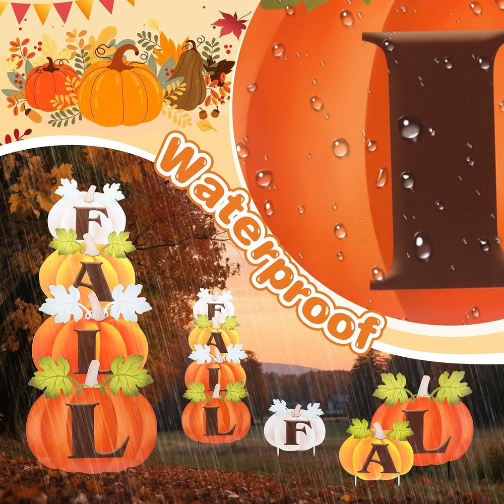 VCUTEKA Fall Outdoor Pumpkins Yard Sign Decor, Thanksgiving Garden Stake