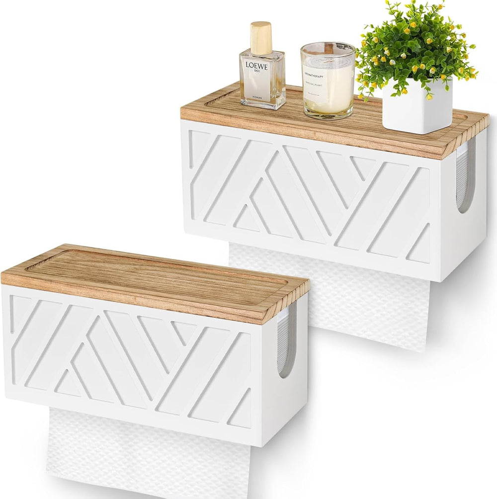 Set of 2 Paper Towel Dispenser Wall Mount, Paper Towel Holder Wall Mounted wi...