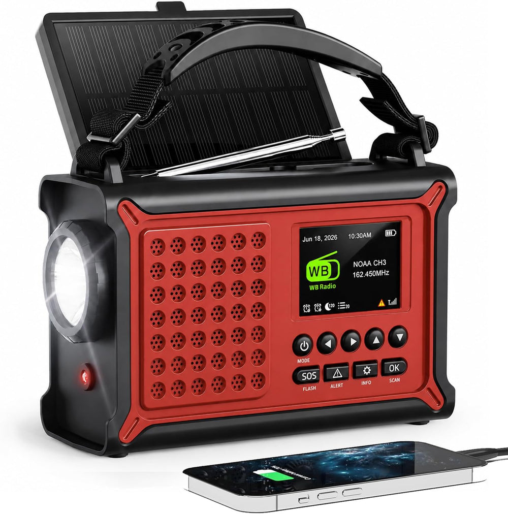 Emergency Weather Radio with Solar Hand Crank, S.A.M.E Localized NOAA Alert
