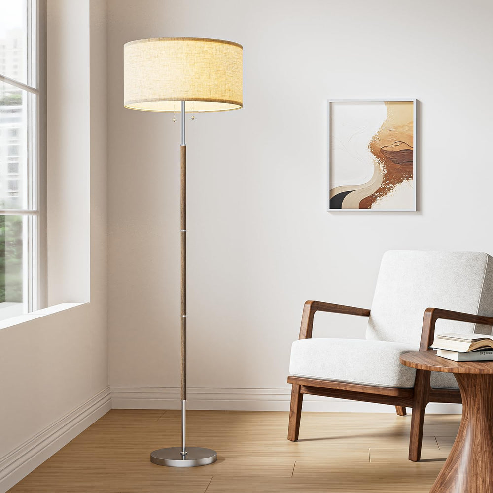 2-Light 3 Color Temperature Mid Century Floor Lamp for Living Room