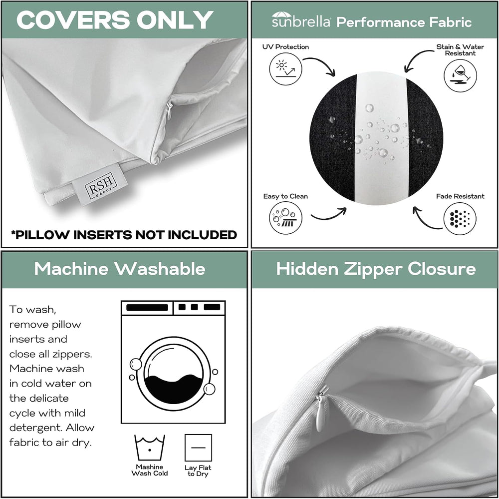 RSH DECOR: Sunbrella Pillow Covers Set of 2 | Covers Only - 17" x 17&quo...