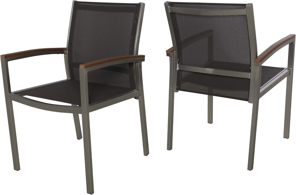 Great Deal Furniture Emma Patio Dining Chairs - Aluminum - Outdoor Mesh Seats...