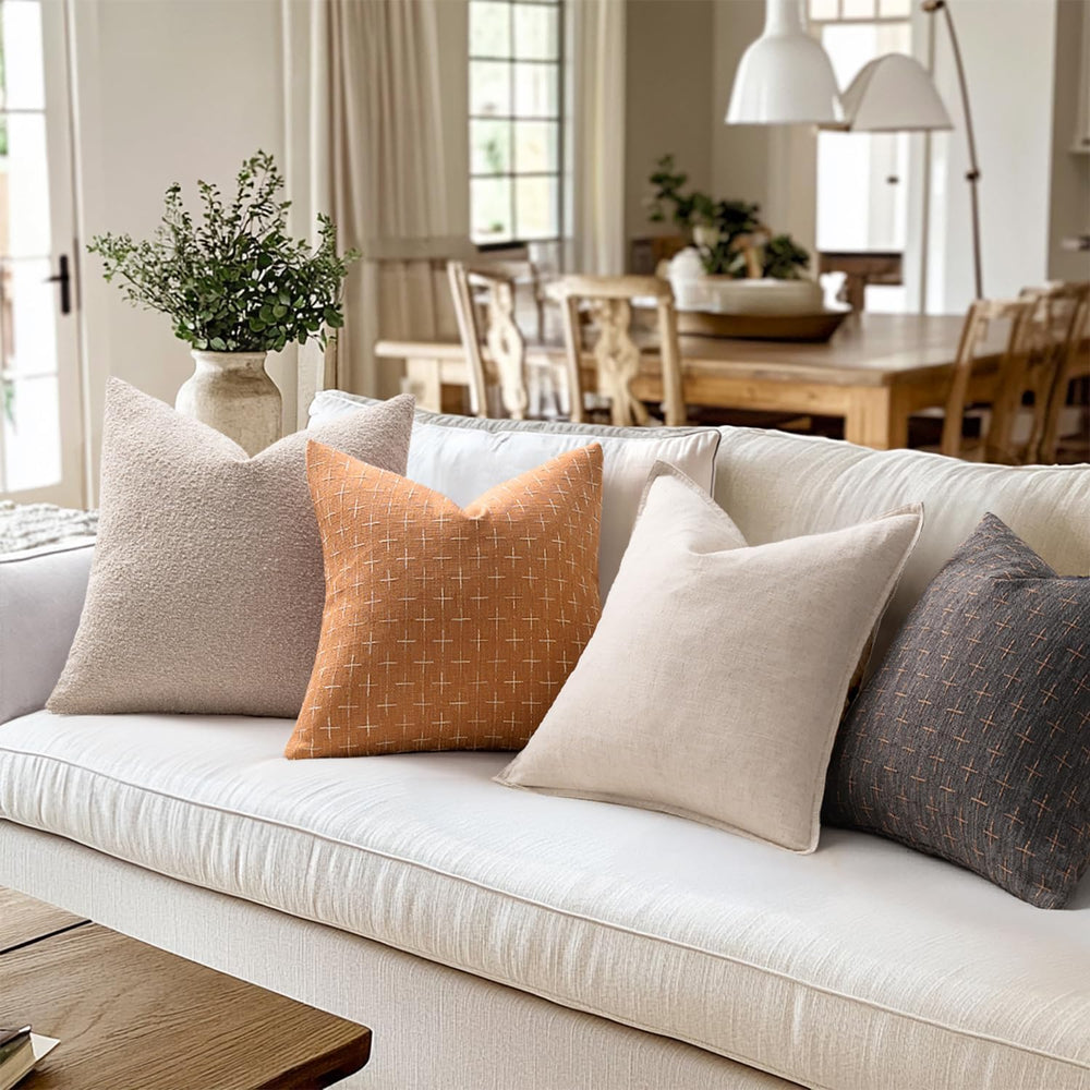 MIULEE Pack of 2 Decorative Burlap Linen Throw Pillow Covers Farmhouse Pillow...