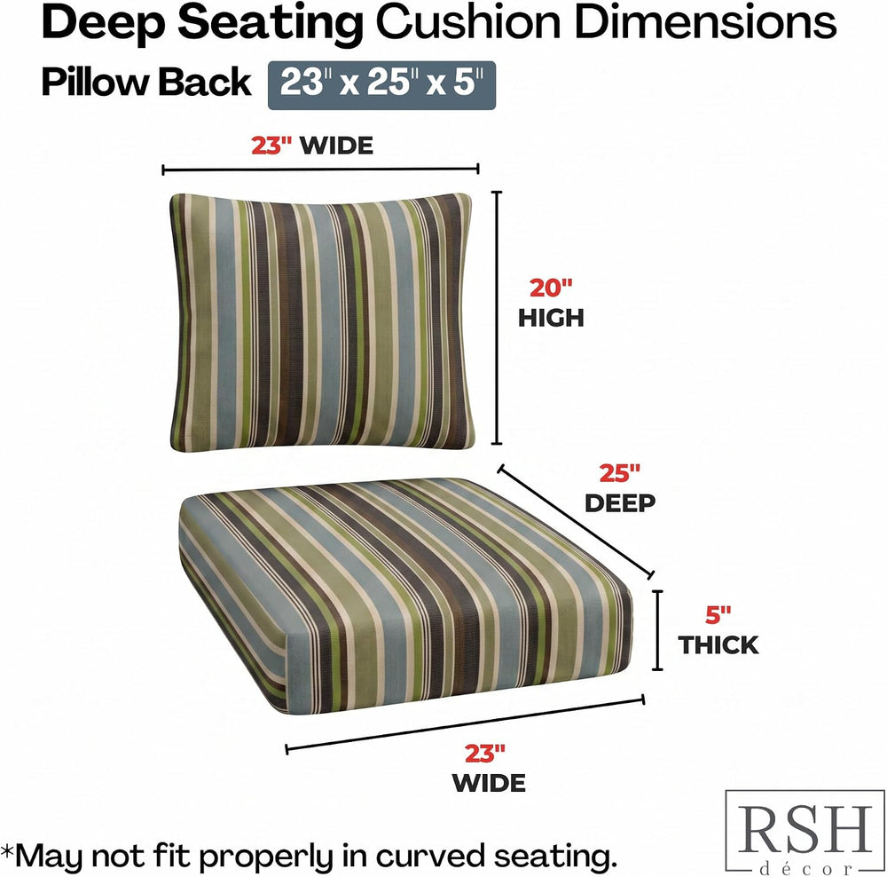 RSH DECOR Sunbrella Deep Seating Cushion with Pillow Back | 23” x 25” Seat | ...