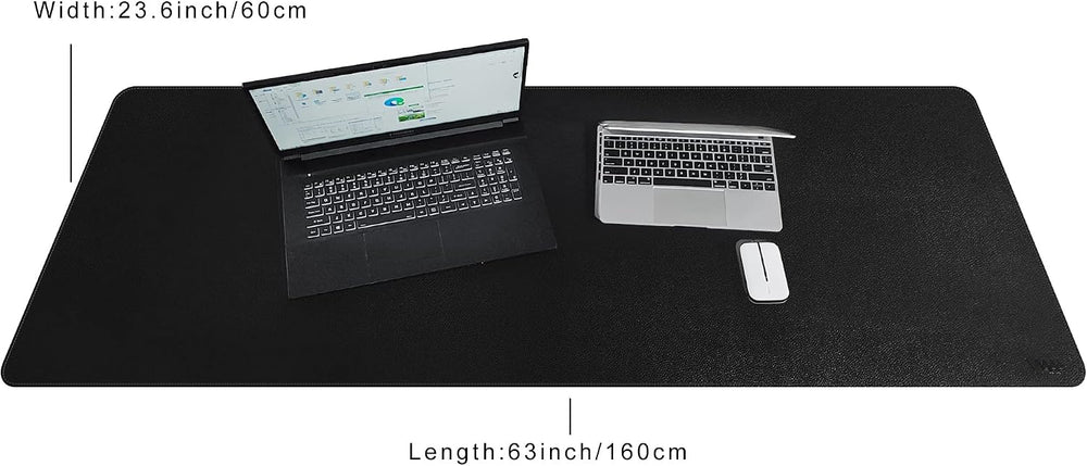 Vyaaa 63" x 24" PU Leather Desk Mat, Black Large Mouse Pad