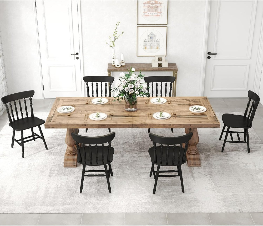 chairus Vintage Black Dining Chairs Set of 2, Farmhouse Windsor Wooden Dining...