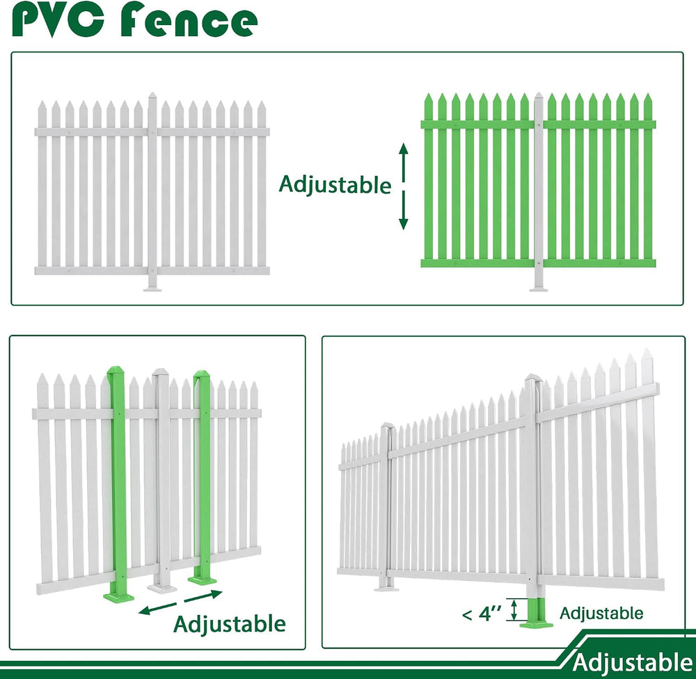 Outdoor Garden Vinyl Fence (4Sets), W84 X H36 White Picket Fence Panels Priva...