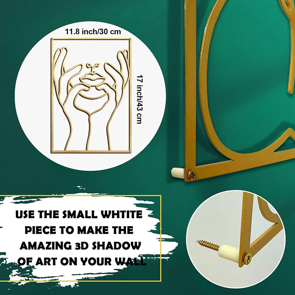 Glamativity 4 Pack Gold Wall Art Decor, Minimalist Single Line Real Metal Wal...