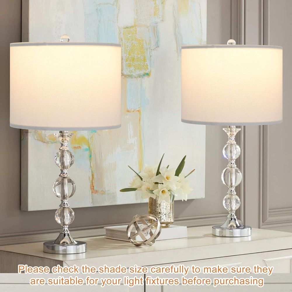 White Lamp shades Set of 2, Drum Tall LampShades 13" Top x 13" Bott...