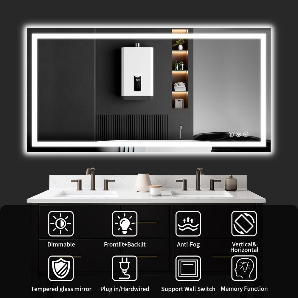 30"x48" LED Bathroom Mirror with Lights | Dimmable,Anti-Fog,Bathroo...