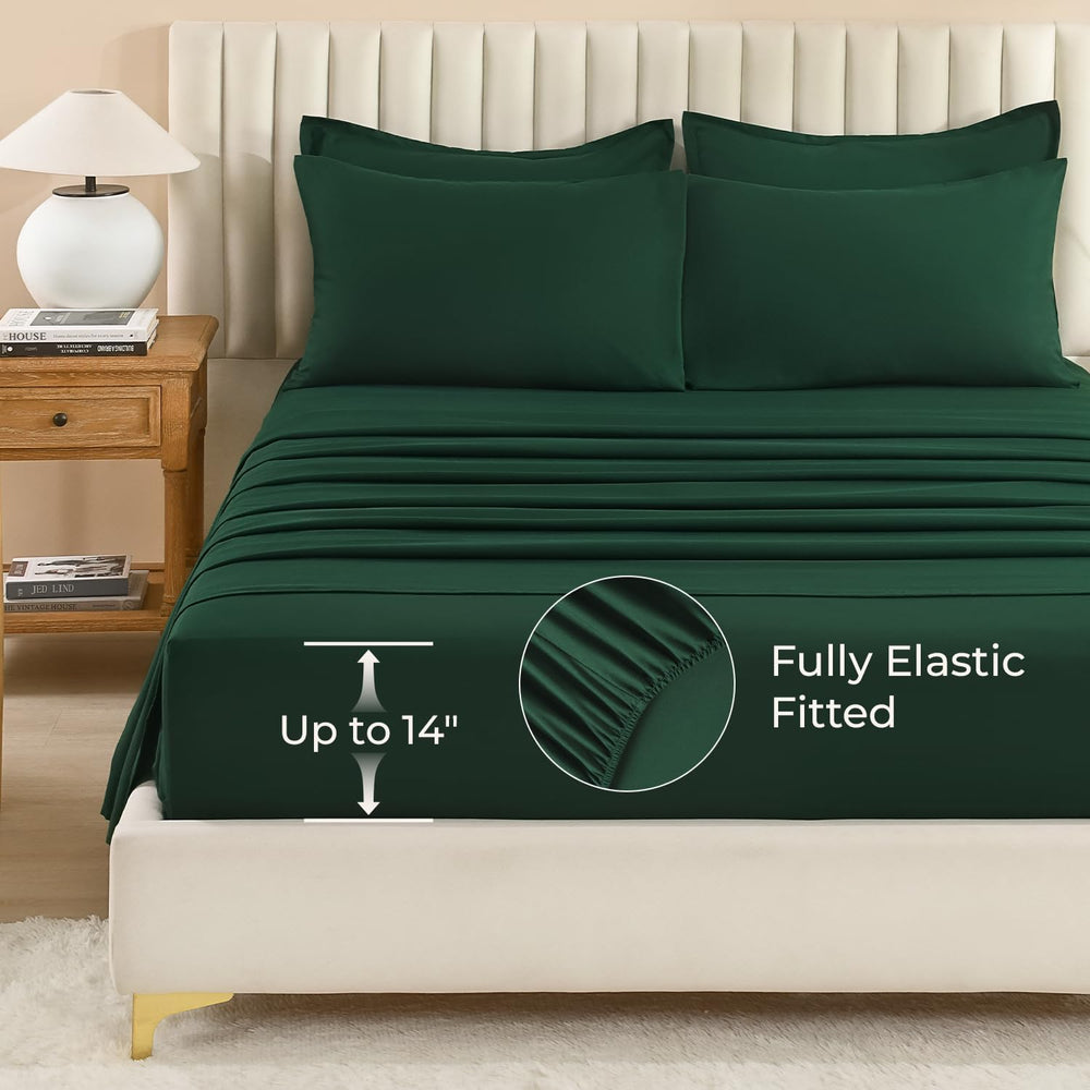 Litanika Queen Comforter Set with Sheets Emerald - 7 Pieces Bed in a Bag