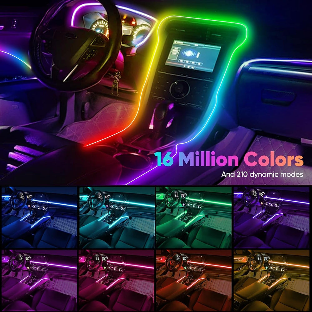 Acrylic 6 in 1 Car LED Lights Interior, RGB Ambient Lighting Car 584 LEDs
