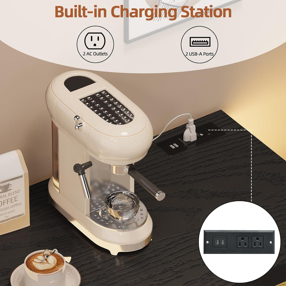 4 EVER WINNER 40-Inch Coffee Bar Cabinet with Storage and Charging Station